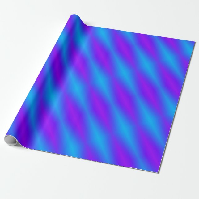 Papier Cadeau Arlequin bleu clair et violet rétro (Déroulé)
