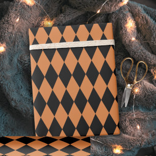 Papier Cadeau Arlequin Motif d'Orange et de Diamant noir