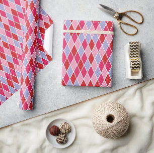 Papier Cadeau Arlequin rose romantique et féminin
