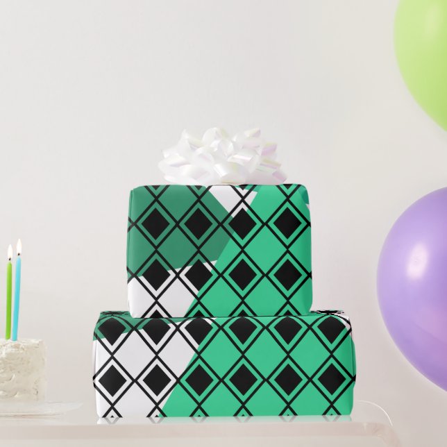 Papier Cadeau Arlequin Triangle Vert (Cadeaux de fête)