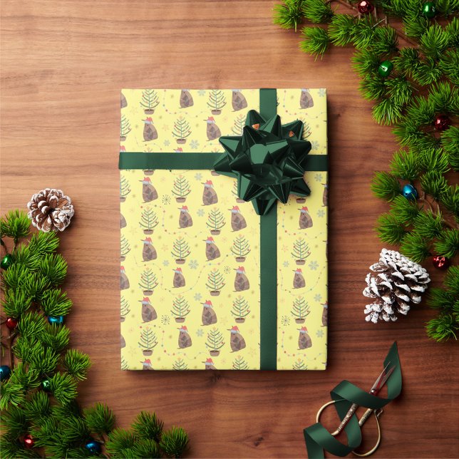 Papier Cadeau Armadillo Père Noël Jaune Avec Arbre De Noël & Éto (Créateur téléchargé)