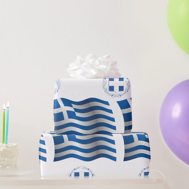 Papier Cadeau Armoiries Du Drapeau De Grèce (Créateur téléchargé)