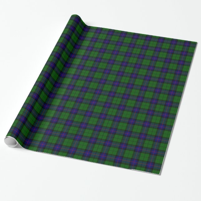 Papier Cadeau Armstrong tartan bleu et vert plaid (Déroulé)