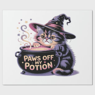 Papier Cadeau Arrêtez les pattes de ma potion, sorcière chat kaw