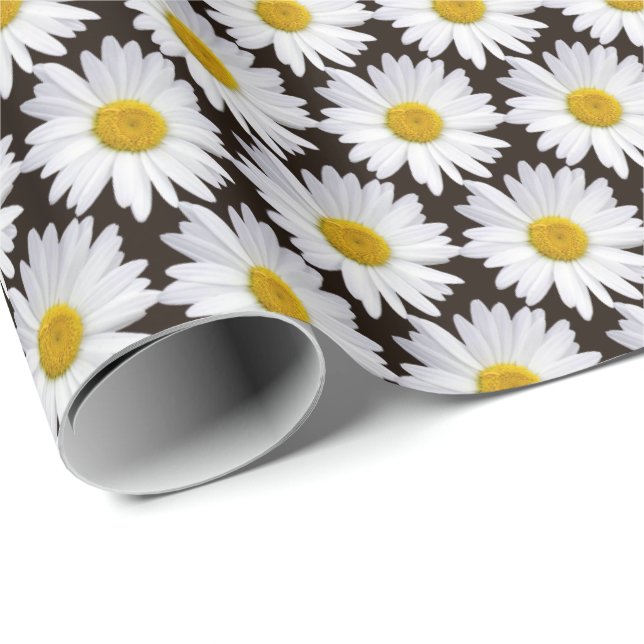 Papier Cadeau arrière - plan à fleurs marguerite blanche (Coin rond)
