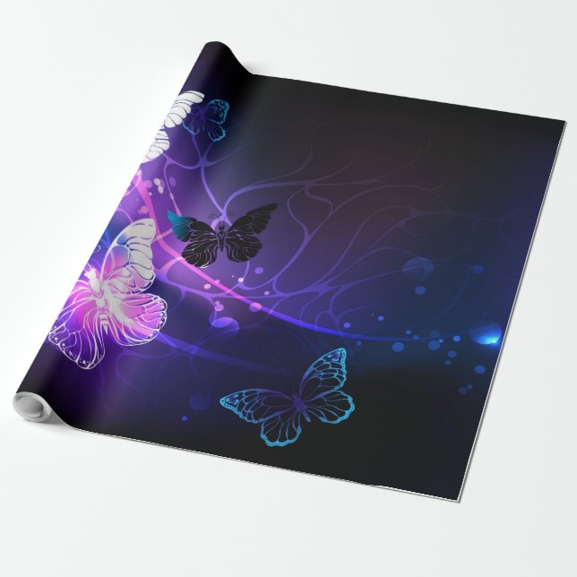 Papier Cadeau Arrière - plan avec papillons de nuit (Déroulé)