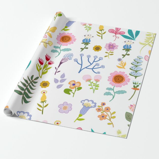 Papier Cadeau arrière - plan botanique d'été fleuri (Déroulé)