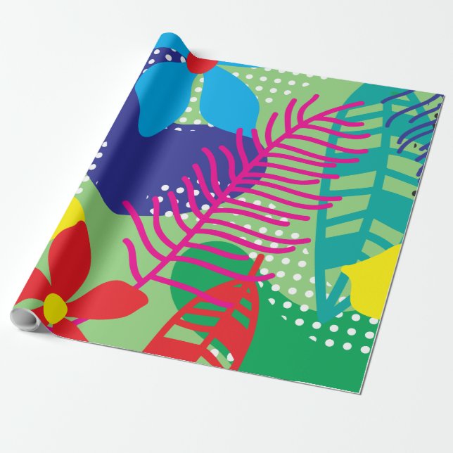 Papier Cadeau Arrière - plan coloré de fleurs (Déroulé)