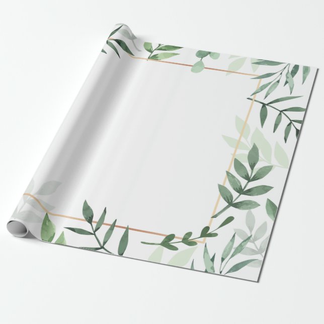 Papier Cadeau Arrière - plan d'aquarelle feuille du cadre (Déroulé)