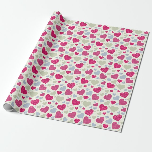 Papier Cadeau Arrière - plan de coeur (Déroulé)
