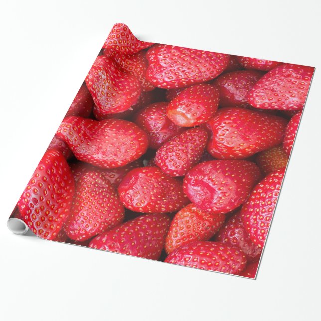 Papier Cadeau Arrière - plan de fraises (Déroulé)