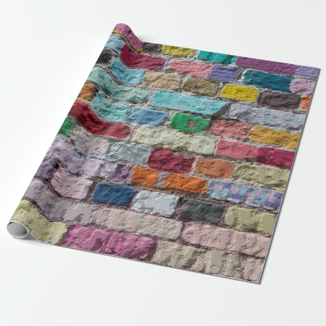 Papier Cadeau Arrière - plan de la texture murale en brique pein (Déroulé)