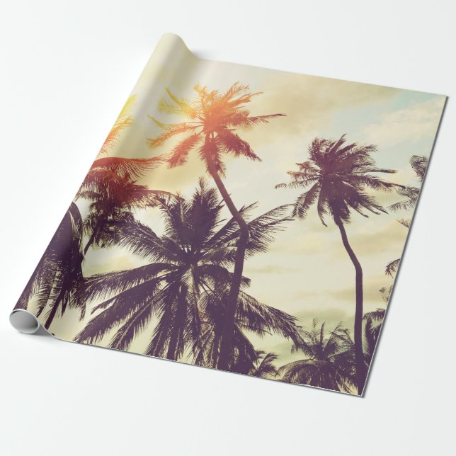 Papier Cadeau Arrière - plan de plage tropical avec silhouette d (Déroulé)