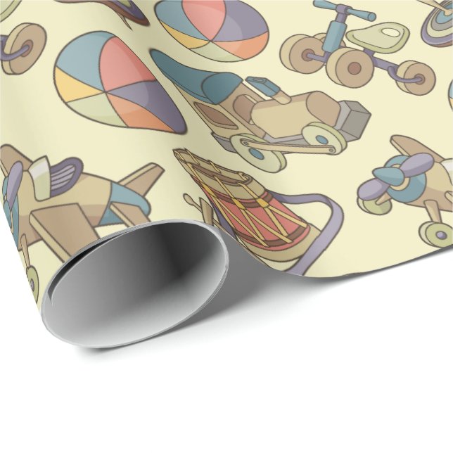 Papier Cadeau Arrière - plan des icônes de jouets (Coin rond)