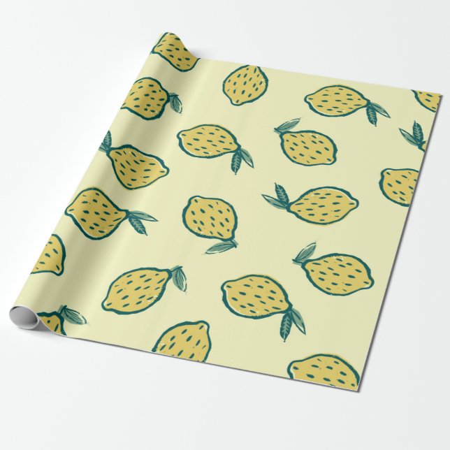 Papier Cadeau Arrière - plan jaune aux citrons. Citron. ARRIÈRE  (Déroulé)