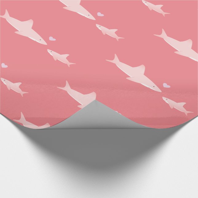 Papier Cadeau Arrière - plan rose uni aux requins mignons | BABY (Coin)