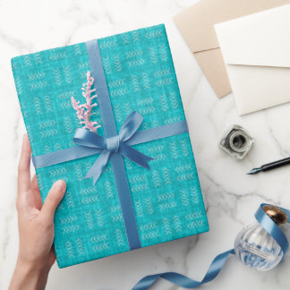 Papier Cadeau Arrows on Turquoise Linen