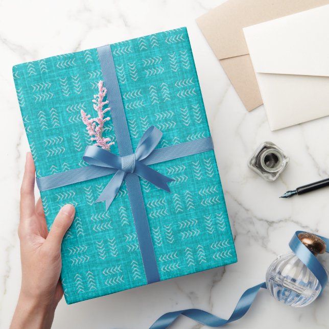 Papier Cadeau Arrows on Turquoise Linen (Cadeaux)