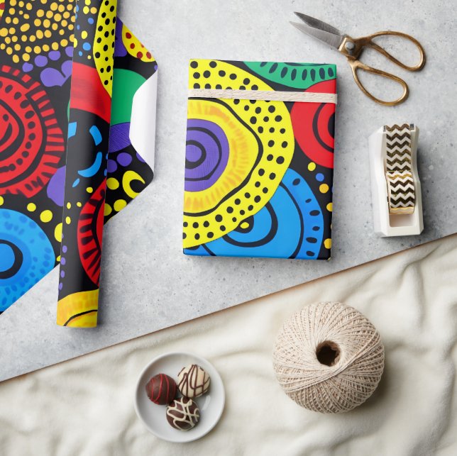 Papier Cadeau Art à points abstraits 4 (Artisanat)