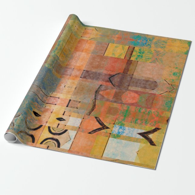 Papier Cadeau art abstrait géométrique bandes horizontales motif (Déroulé)