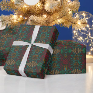 Papier Cadeau Art amérindien aztèque à motif géométrique rayé