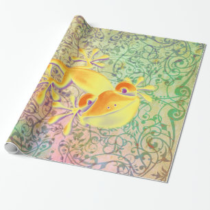 Papier Cadeau ART antique Motif ornemental + Gecko souriant