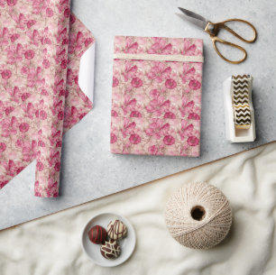 Papier Cadeau Art botanique vibrant motif de pétale d'été