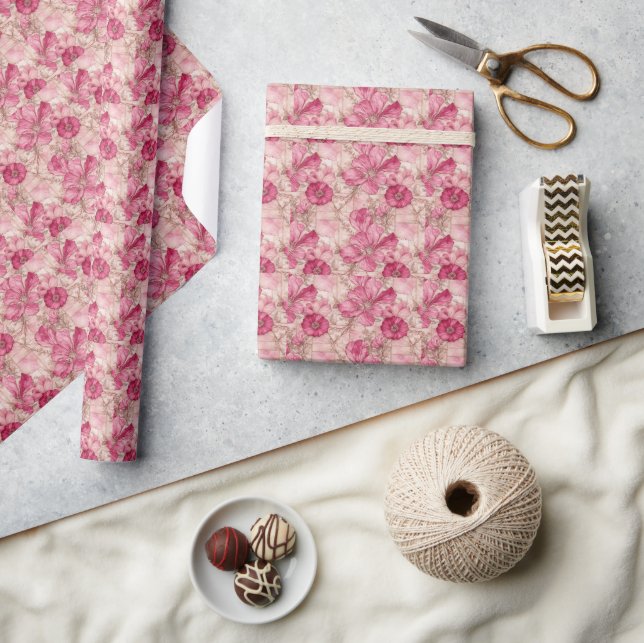 Papier Cadeau Art botanique vibrant motif de pétale d'été (Artisanat)