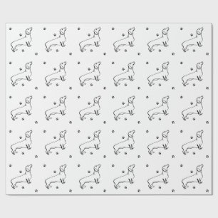 Papier Cadeau Art Dachshund Minimaliste - Votre texte, votre sty