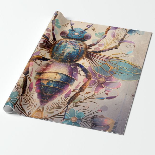 Papier Cadeau Art de fantasy Steampunk Coléoptère Bijou (1) (Déroulé)
