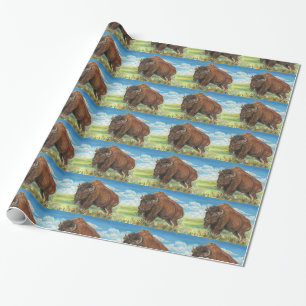 Papier Cadeau Art de faune de bison américain de Buffalo de