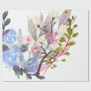Papier Cadeau Art de feuilles florales – Fleurs élégantes et bot