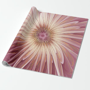 Papier Cadeau Art de fractale de fleur abstraite et nuances de b
