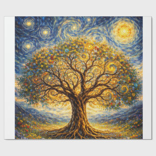 Papier Cadeau art de géométrie sacrée arbre