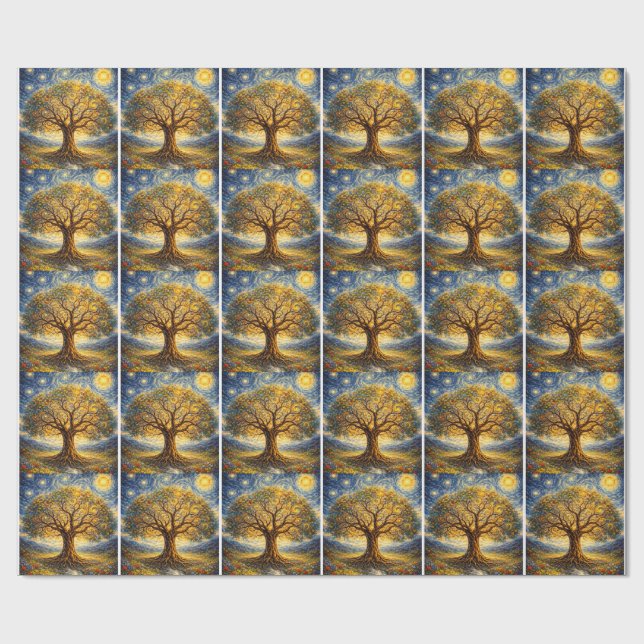 Papier Cadeau art de géométrie sacrée arbre (Plat)