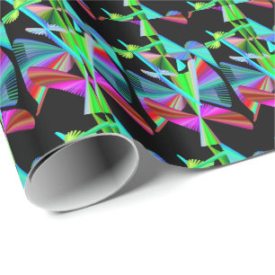 Papier Cadeau Art de kaléidoscope Rouge Vert Violet Bleu Noir