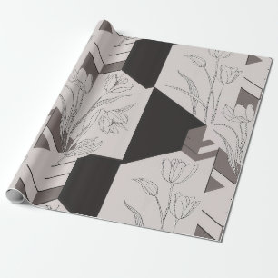 Papier Cadeau Art de ligne de tulipe géométrique moderne