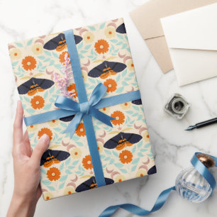 Papier Cadeau Art de motif de papillon de nuit Cottagecore Con