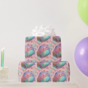 Papier Cadeau Art de personnage de bonbon Kawaii Drip pastel