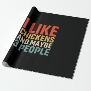 Papier Cadeau Art de poulet j'aime les poules