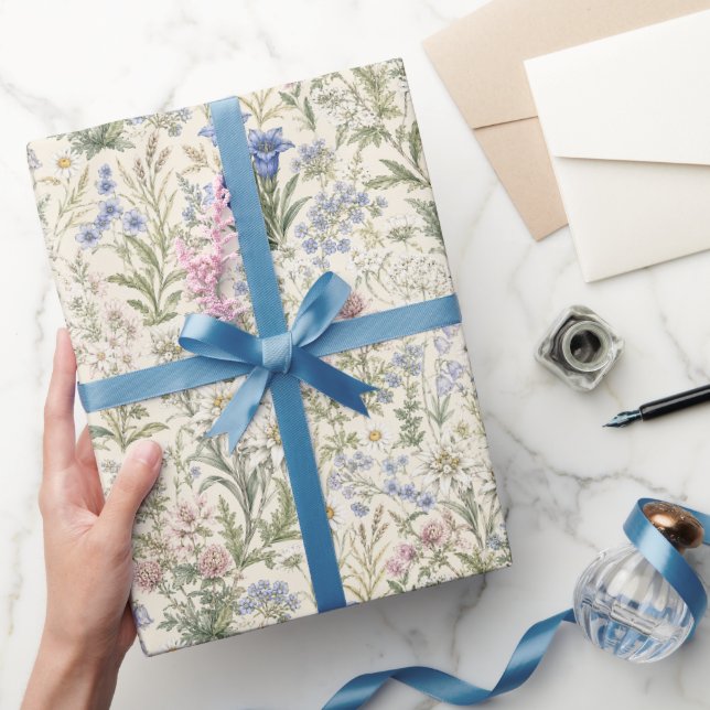 Papier Cadeau Art de prairie alpine de fleurs sauvages douces (Cadeaux)