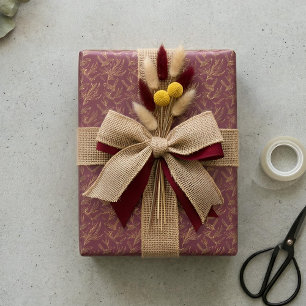 Papier Cadeau Art Déco à la filigrané or   Merlot profond de Wre