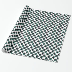Papier Cadeau Art Déco Bateau de style nautique bleu clair blanc