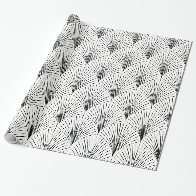 Papier Cadeau Art déco blanc et noir Motif sans couture (Déroulé)