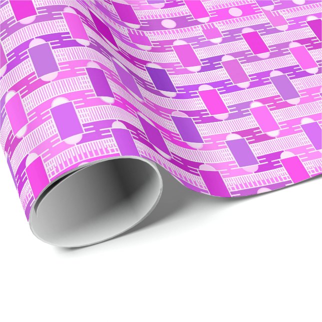Papier Cadeau Art Déco industriel chic, violet, orchidée, lavand (Coin rond)