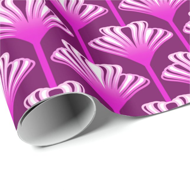 Papier Cadeau Art déco Lily, Améthyste violet et orchidée (Coin rond)