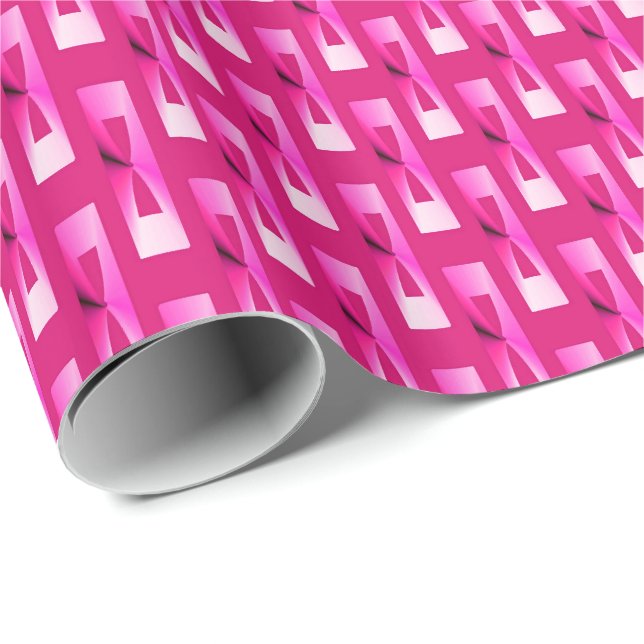 Papier Cadeau Art Déco Metallic Géométrique - Fuchsia rose (Coin rond)