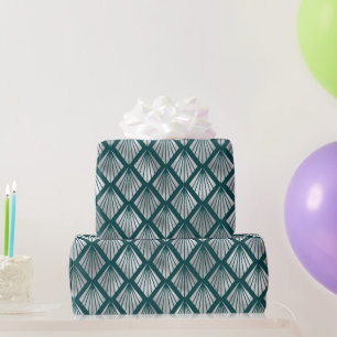 Papier Cadeau Art Déco moderne Turquoise Argent