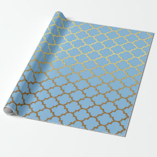 Papier Cadeau Art déco moderne VIP géométrique bleu d'or