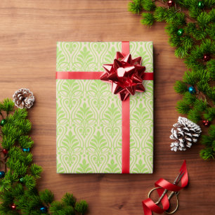 Papier Cadeau Art Déco Motif 01 - Vert clair sur blanc